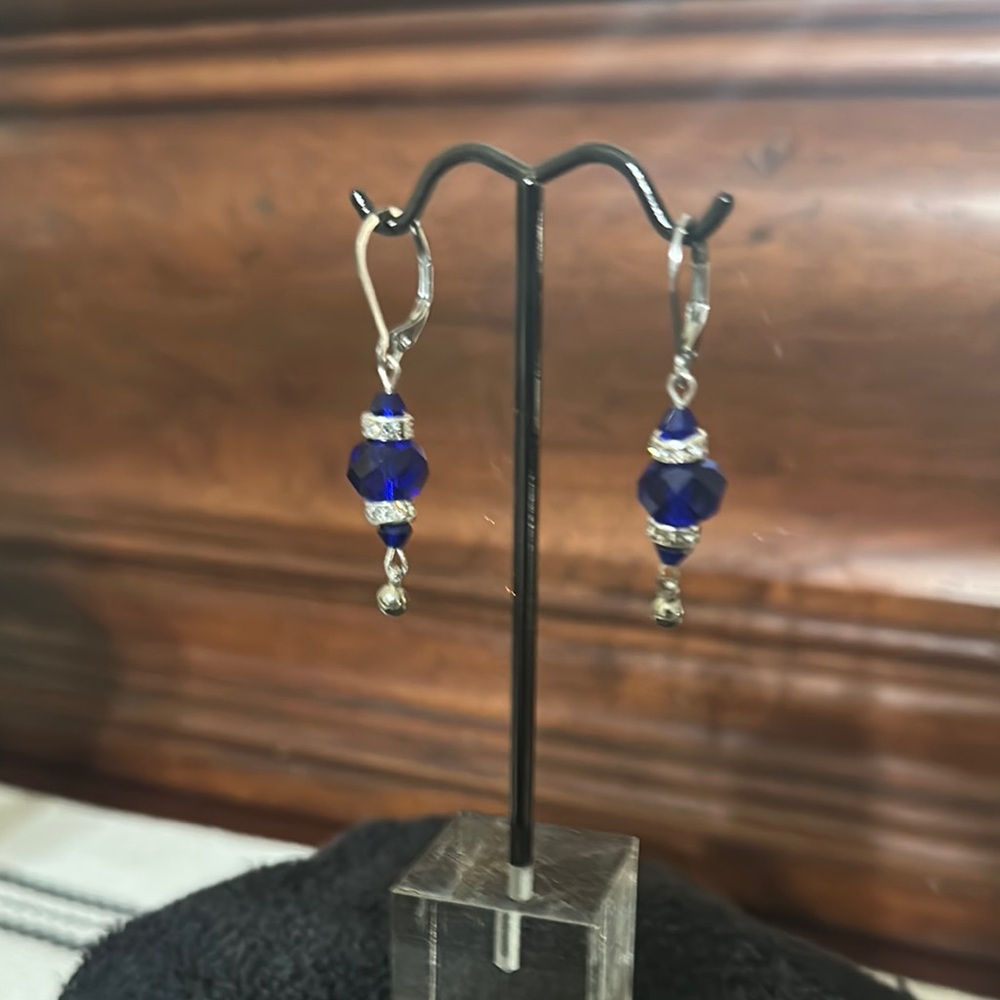 Elegant Blue Crystal Drop Earrings